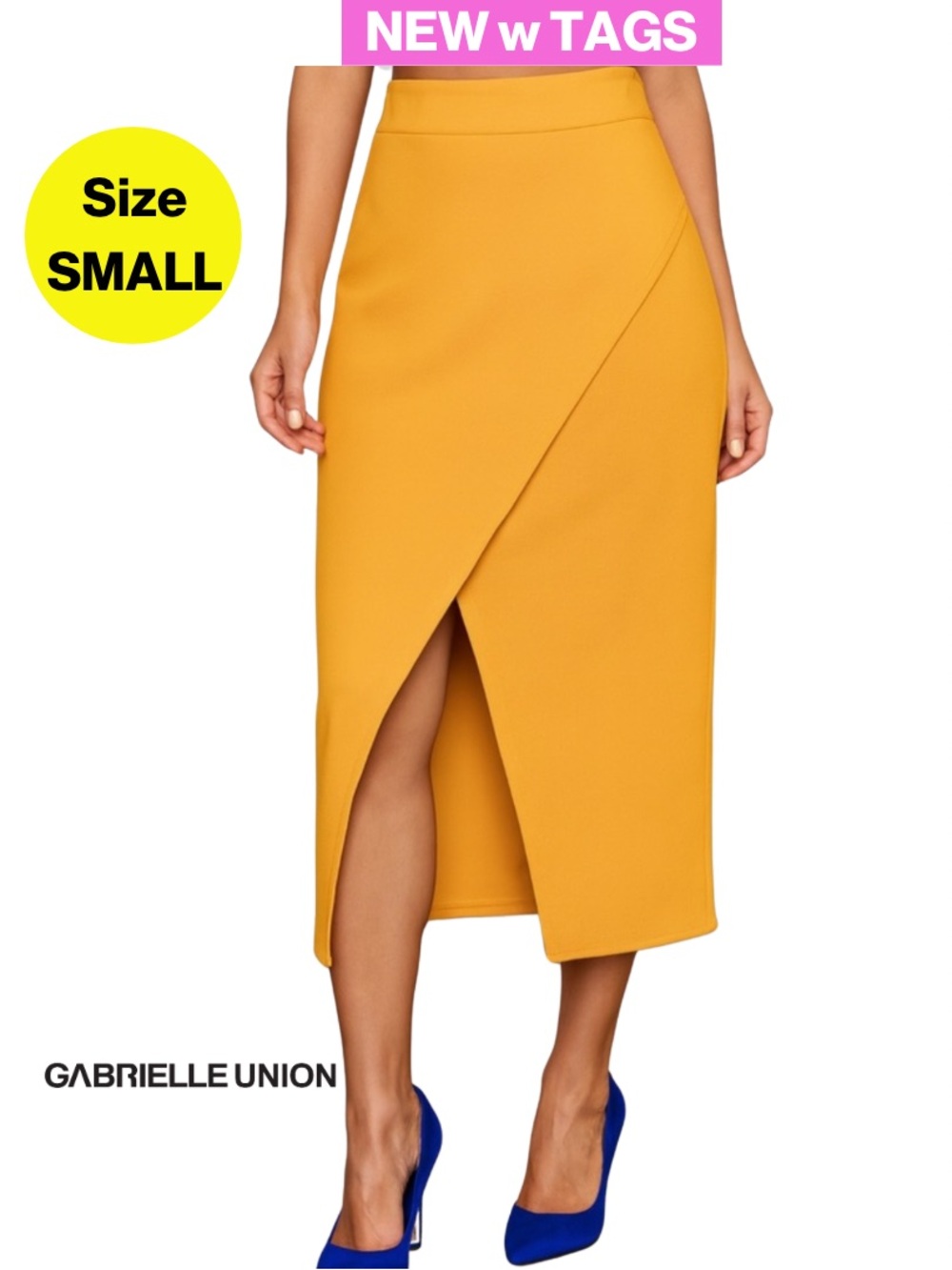 NEW w TAGS 🏷️ GABRIELLE UNION Classy Yellow Pencil Skirt (Women's Size Small)